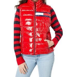 Tommy Jeans Womens Retro Flag Puffer Vest Red Size XL NWOT